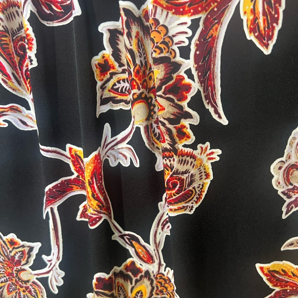 Liz Claiborne Career top women’s M business casual slinky keyhole floral black - Picture 3 of 9